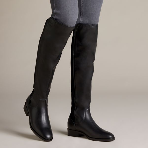 Clarks Womens Pure Caddy Knee High Boots Black | UK-6973804